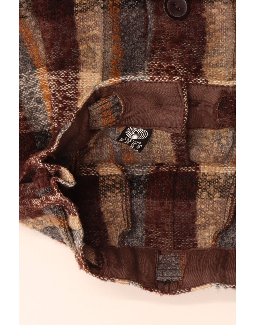 Vintage damska plisowana spódnica W24 XS w brązową kratę, nowa wełna