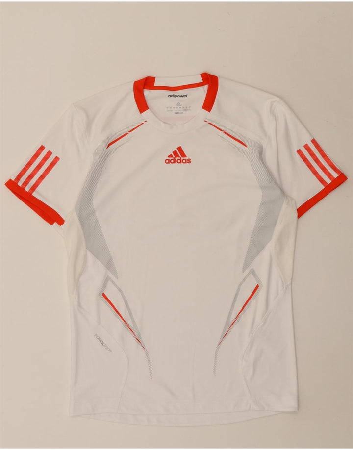 Adidas Męska koszulka Climacool Top, mała, biała, poliestrowa z blokami kolorów