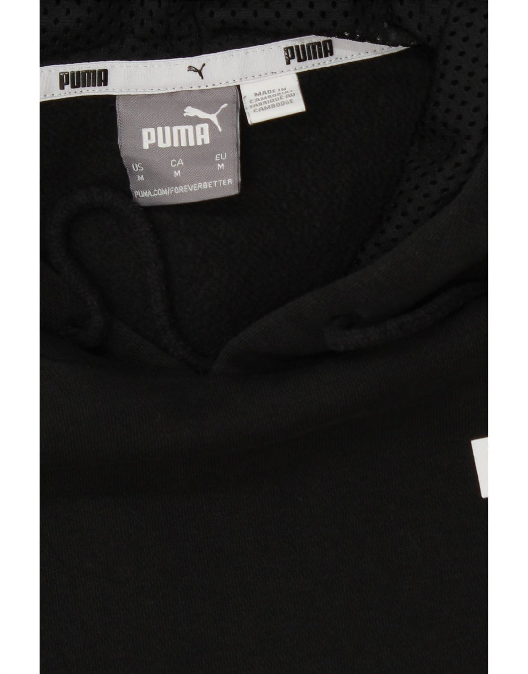 PUMA Mens Graphic Hoodie Jumper Medium Black Cotton Vintage Puma and Second-Hand Puma from Messina Hembry 