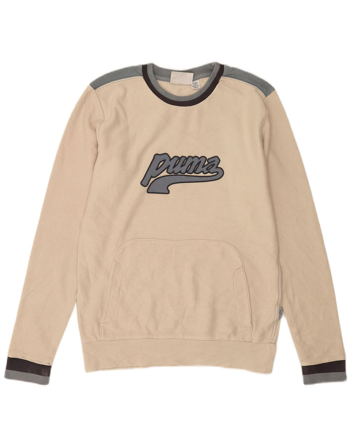 Męska bluza z grafiką Puma, mała, złamana biel, blok kolorów