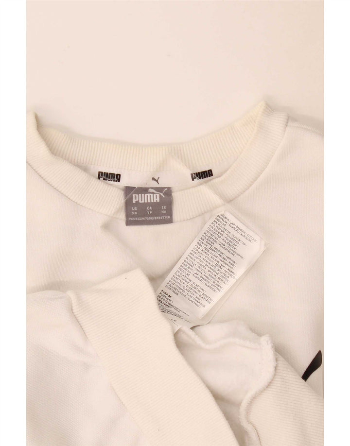 Męska bluza z grafiką Puma, sweter XS, biała bawełna