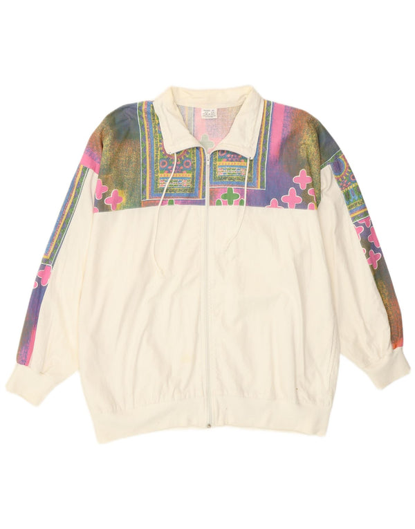 Vintage męska kurtka dresowa z abstrakcyjnym wzorem EU 44/46 Small White