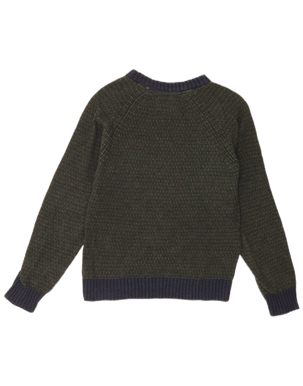 Damski sweter Fat Face z dekoltem w łódkę UK 6 XS, zielony, bawełniany w bloki kolorów