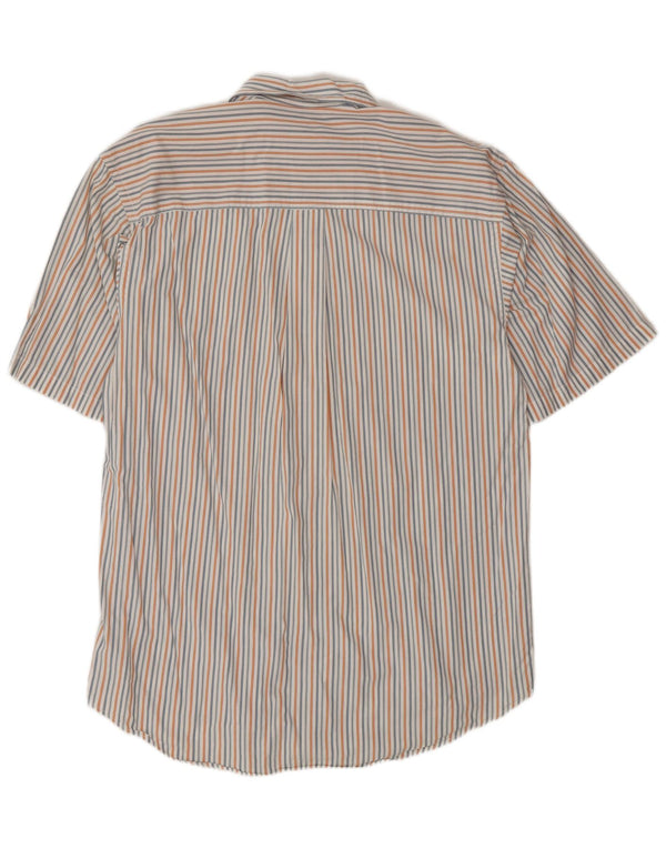 Izod Mens Short Sleeve Shirt Medium White Striped Cotton