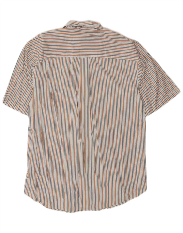 Izod Męska koszula z krótkim rękawem, bawełniana w średnie białe paski