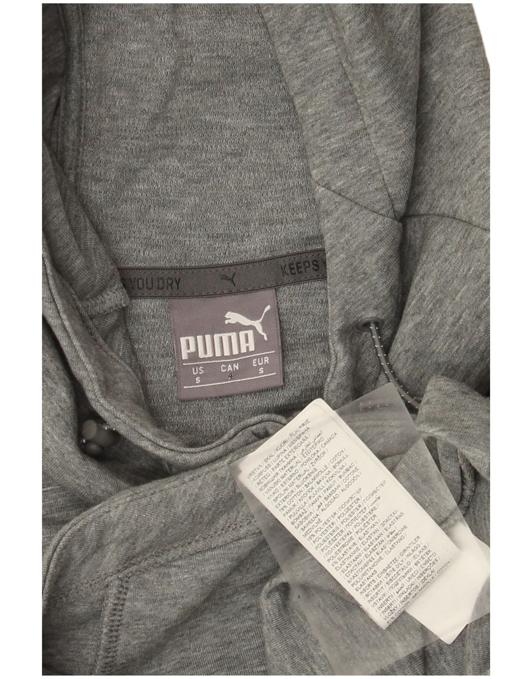 Męski sweter z kapturem Puma, mały, szary, bawełniany z blokami kolorów