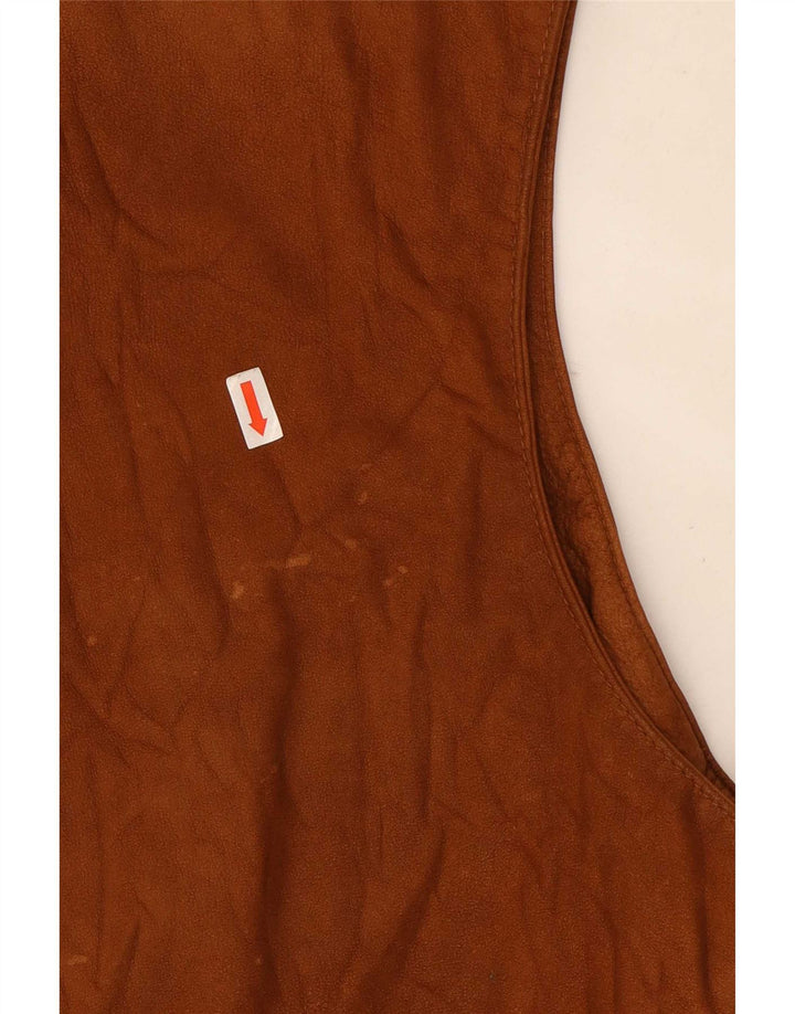 Zamszowa kamizelka męska XL w stylu vintage, brązowa