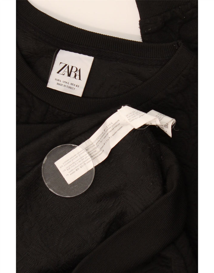 Męski sweter Zara, duży, czarny, w kwiaty, poliester