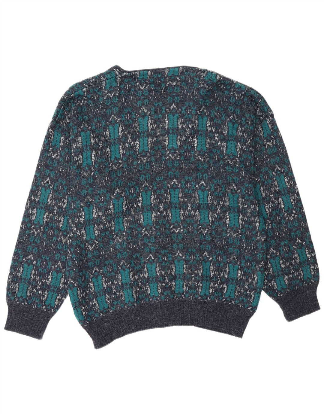 Derby męski sweter kardigan duży niebieski geometryczny