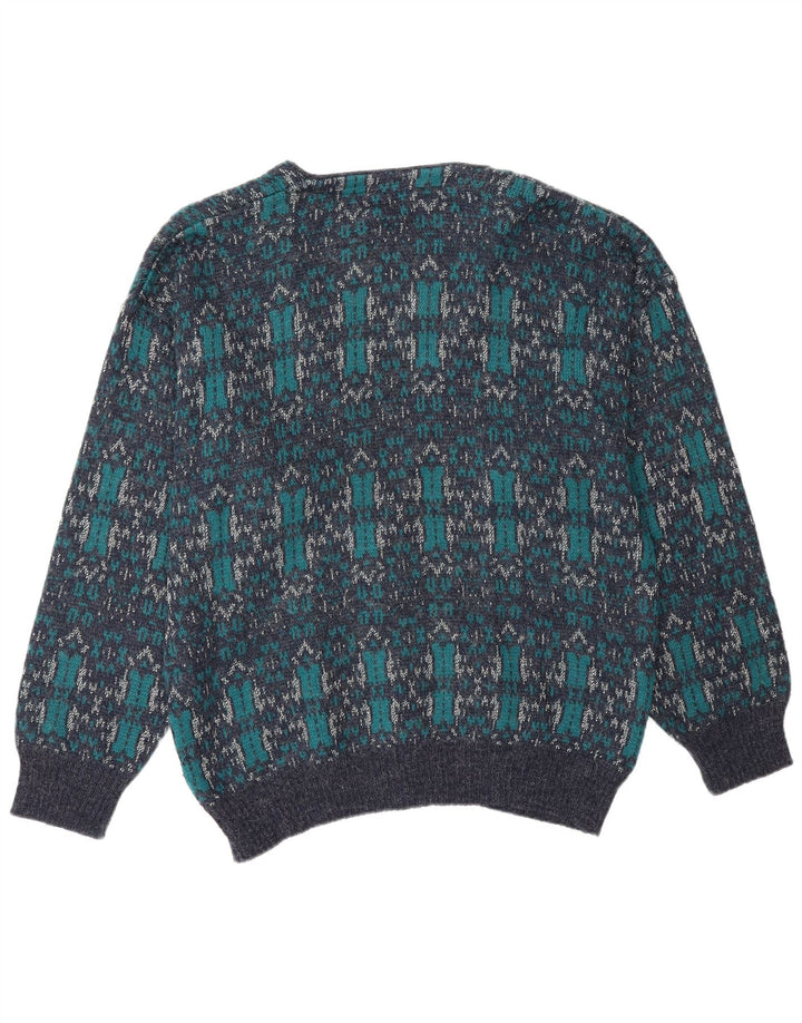 Derby męski sweter kardigan duży niebieski geometryczny