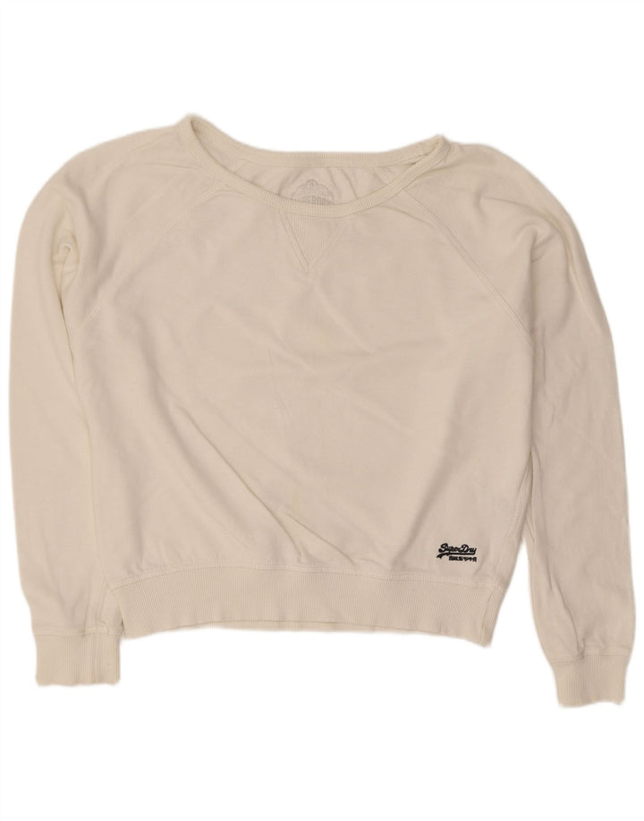 Damski sweter Superdry UK 16, duży, biały, bawełniany