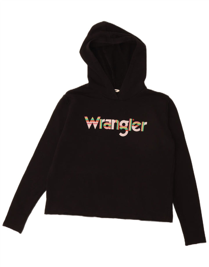 Damski sweter oversize z kapturem WRANGLER z grafiką UK 10, mały, czarny, bawełniany