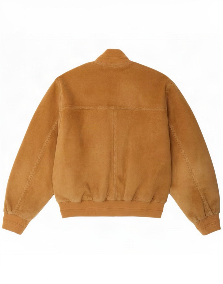 Vintage damska zamszowa kurtka bomber IT 44 średniej beżowej skóry