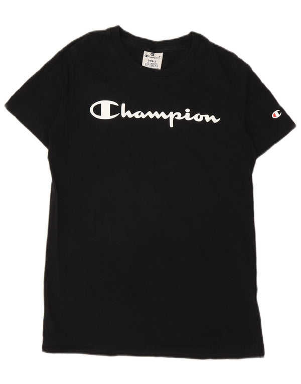 Champion Womens Graphic T-Shirt Top Small Black Cotton