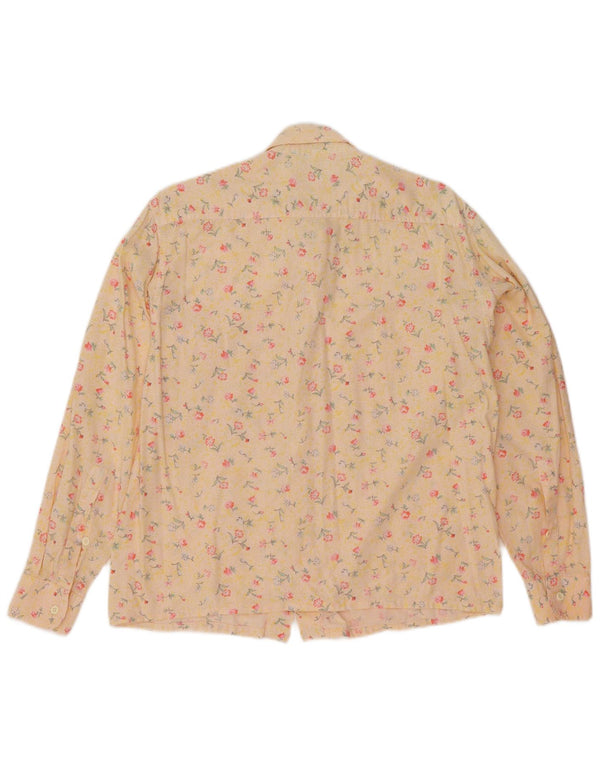 Vintage Womens Shirt UK 16 Large Yellow Floral Cotton