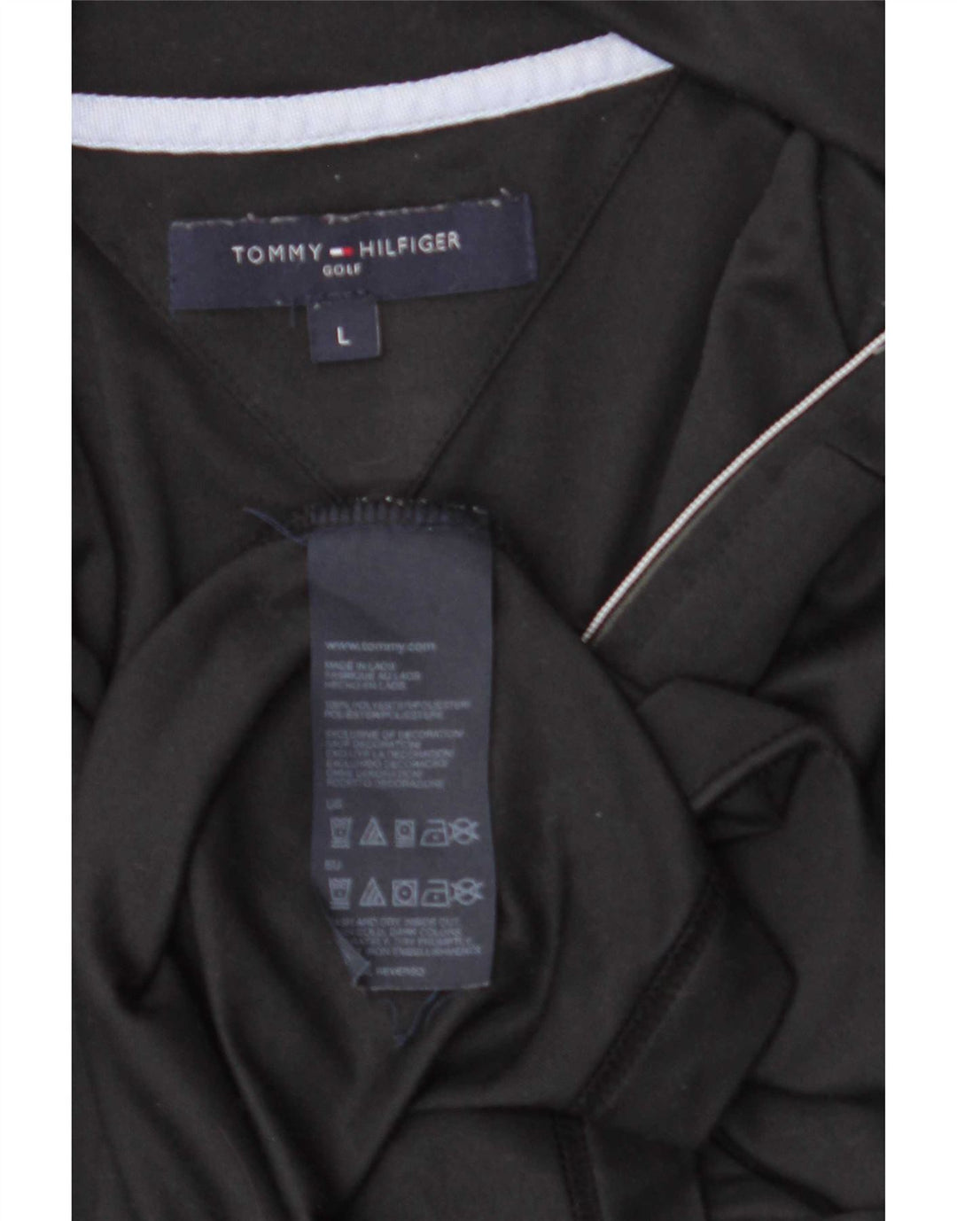 Tommy Hilfiger Męski top zapinany na zamek, długi rękaw, duży czarny poliester