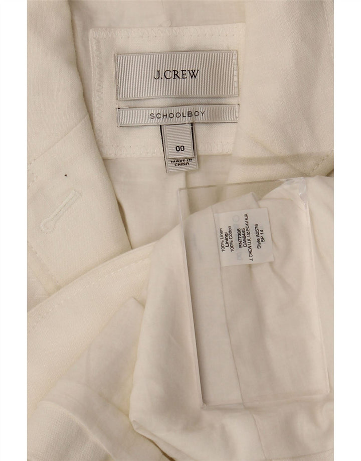 Damska marynarka J. Crew zapinana na 2 guziki US 00 2XS, biała, lniana