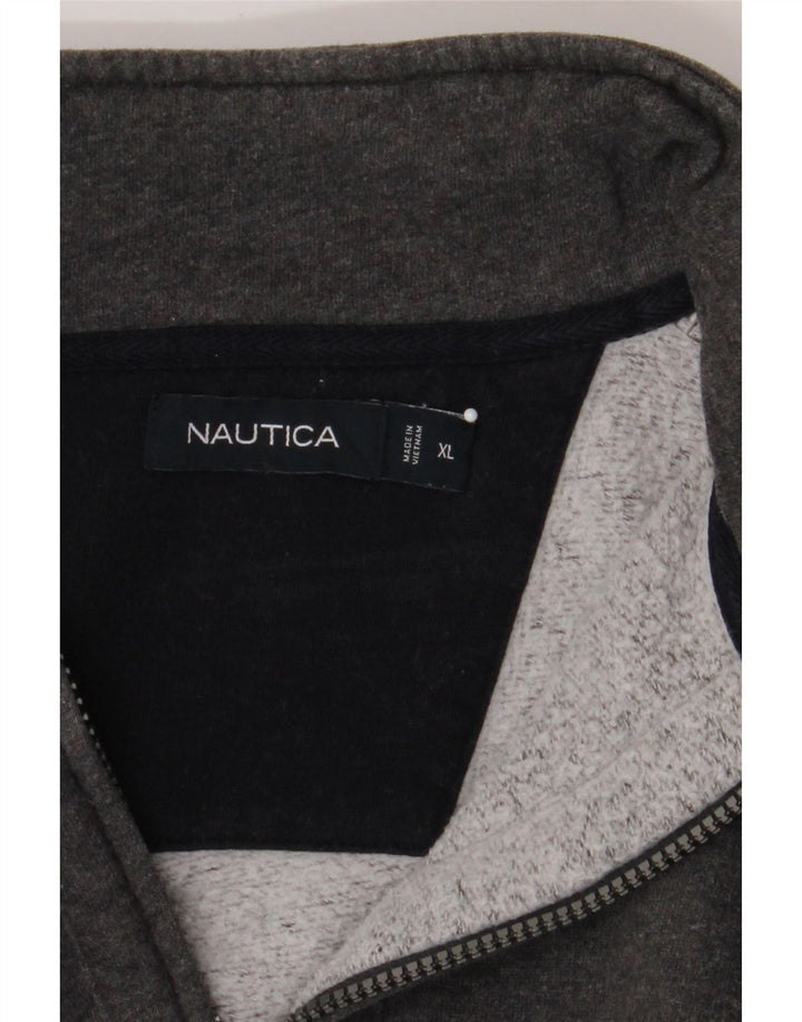 NAUTICA Mens Zip Neck Sweatshirt Jumper XL Grey Cotton Vintage Nautica and Second-Hand Nautica from Messina Hembry 