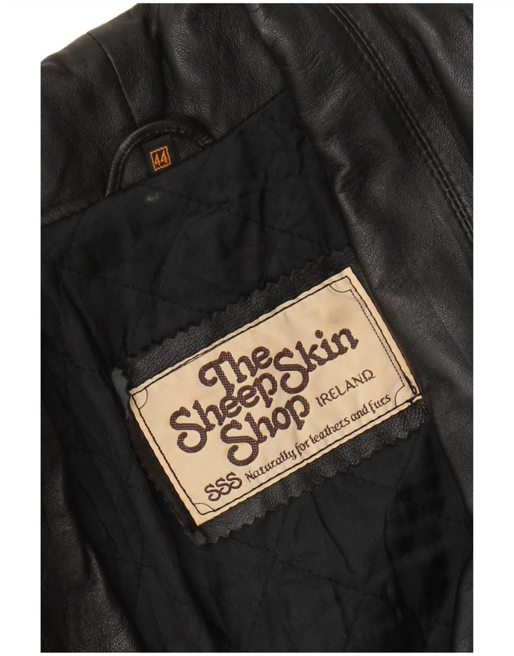 Vintage damski płaszcz skórzany EU 44 XL czarna skóra