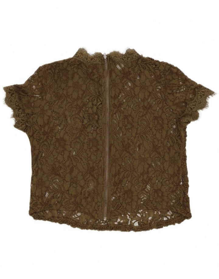 Koronkowa prześwitująca bluzka damska Zara UK 8 Small Khaki