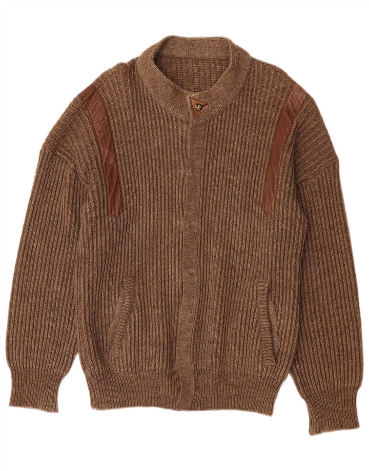 Sweter męski w stylu vintage, duży, brązowy