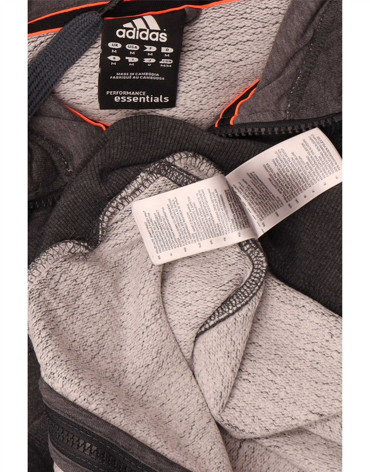 Adidas Męski sweter z kapturem i zamkiem błyskawicznym, średnioszary, bawełniany