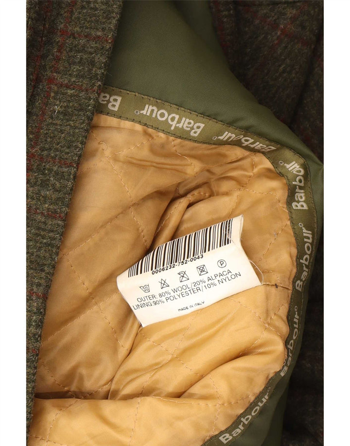 Męska kurtka użytkowa Barbour UK 38, średnia khaki, wełna w kratę