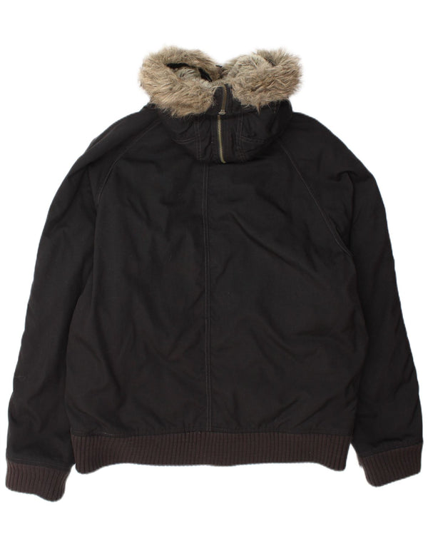 Woolrich Mens Hooded Padded Bomber Jacket UK 42 XL Black