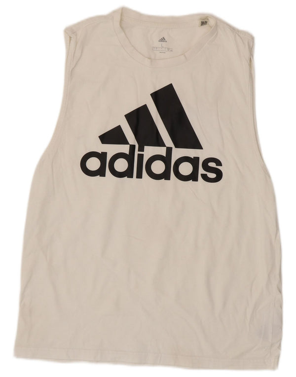 Damska kamizelka graficzna Adidas Top UK 16, duża, biała bawełna