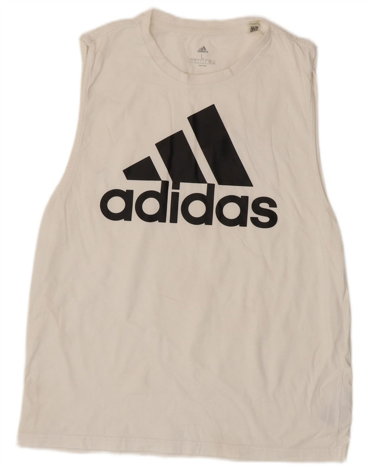 Damska kamizelka graficzna Adidas Top UK 16, duża, biała bawełna