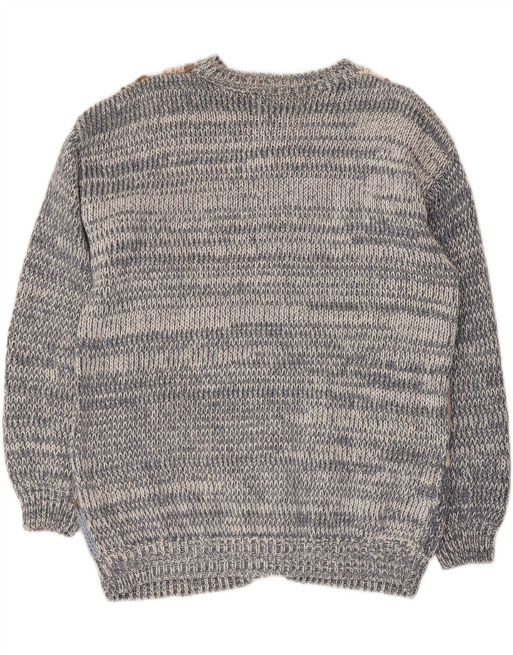 Sweter damski PARAMOUR w jednym rozmiarze, niebieski patchworkowy ramie
