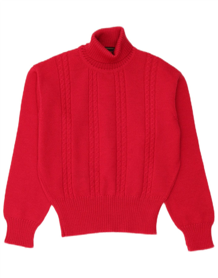 VINTAGE Damski sweter z okrągłym dekoltem UK 10 Small Pink Wełna