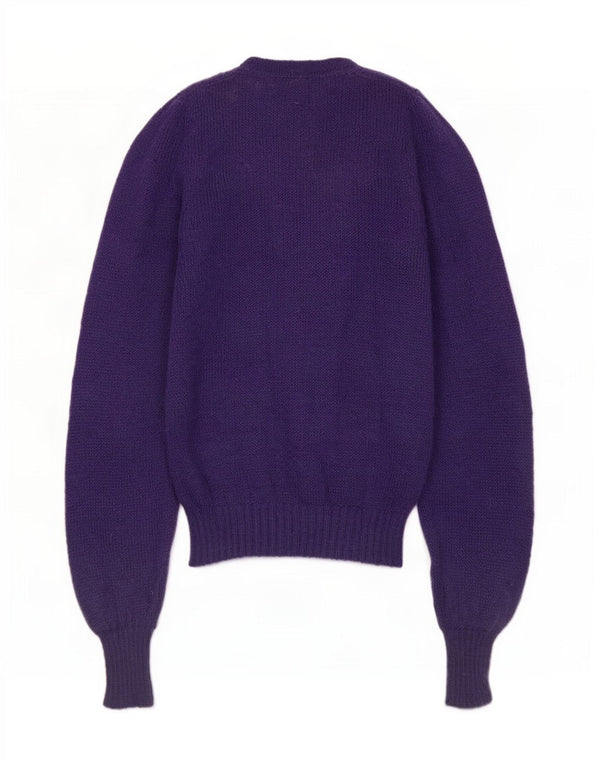 Sweter damski w stylu vintage IT 48 XL Granatowy kwiatowy moher