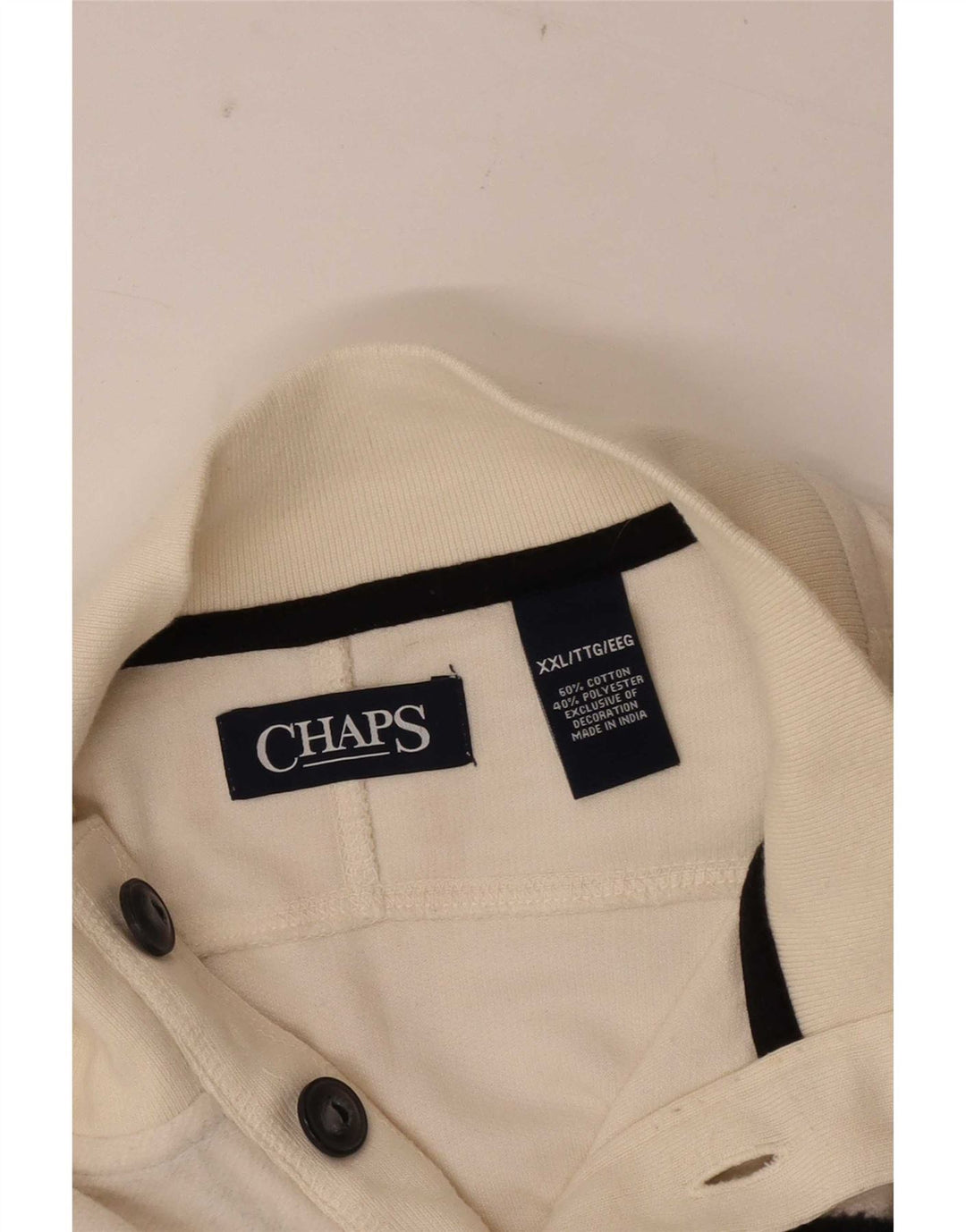 Męska bluza Chaps z dekoltem w serek, 2XL, biała bawełna z blokami kolorów