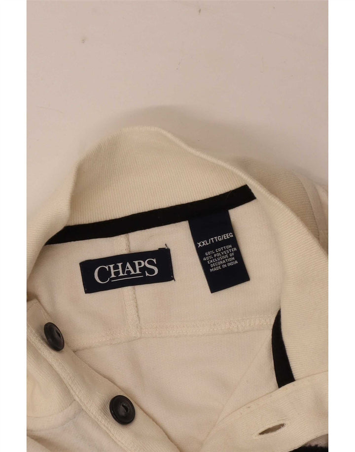 Męska bluza Chaps z dekoltem w serek, 2XL, biała bawełna z blokami kolorów