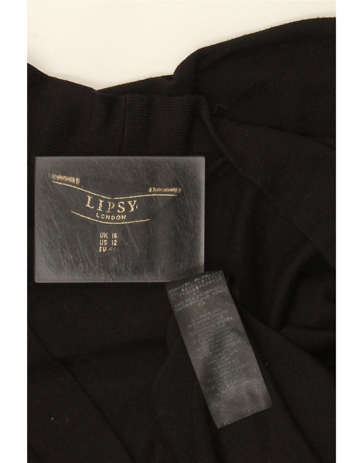 Damski sweter rozpinany Lipsy Longline z otwartym kardiganem UK 16, duży, czarny poliester