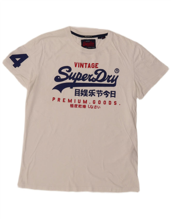 Męski T-shirt Superdry z grafiką, top XL, biała bawełna