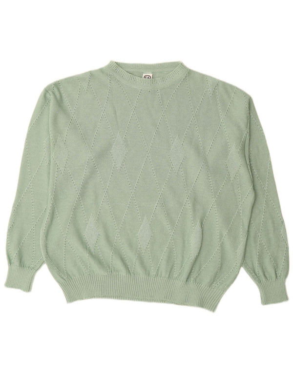 Sweter damski C&A z okrągłym dekoltem, EU 44/46 XL, zielony Argyle/Diament
