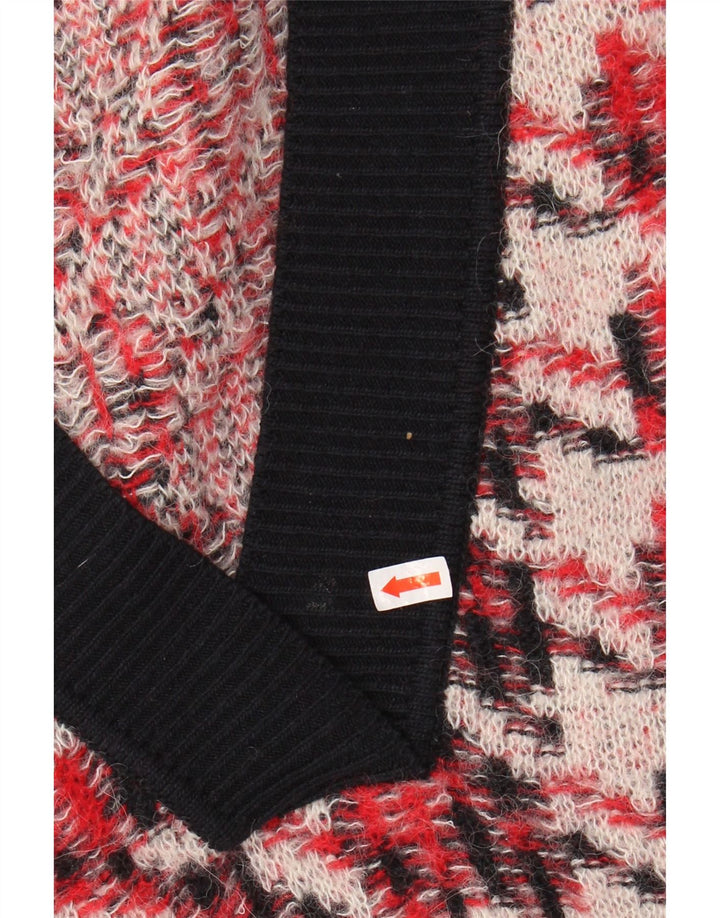 Damski sweter oversize GANT z dekoltem w kształcie litery V, UK 16, duży, czerwony w pepitkę