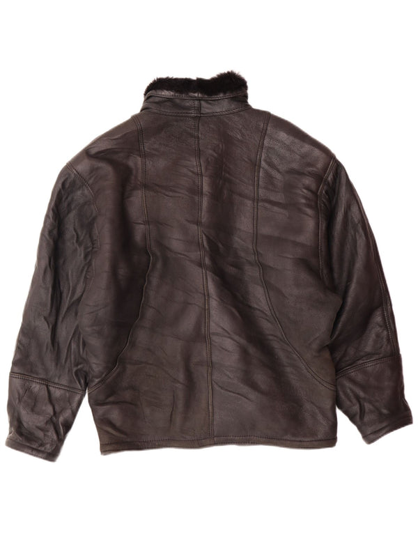 Damska kurtka dwurzędowa VINTAGE EU 42, duża, czarna, shearling