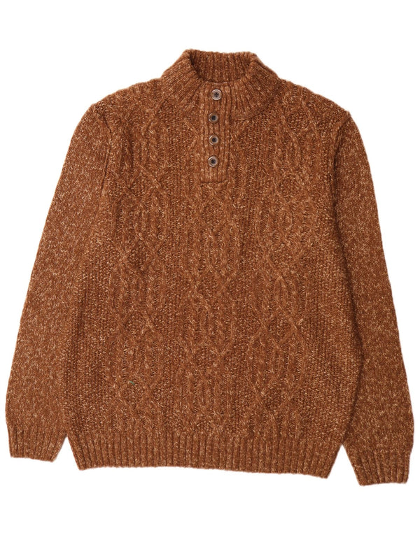 Męski sweter zapinany na guziki C&A XL, brązowy, nakrapiany akryl