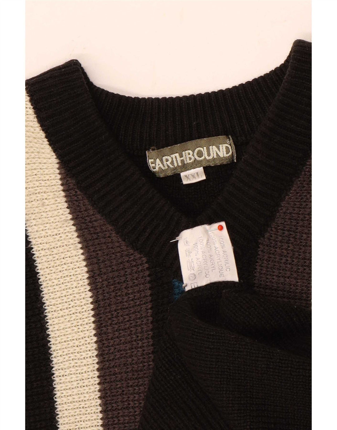 Męski sweter z dekoltem w kształcie litery V, 2XL, czarny z blokami kolorów