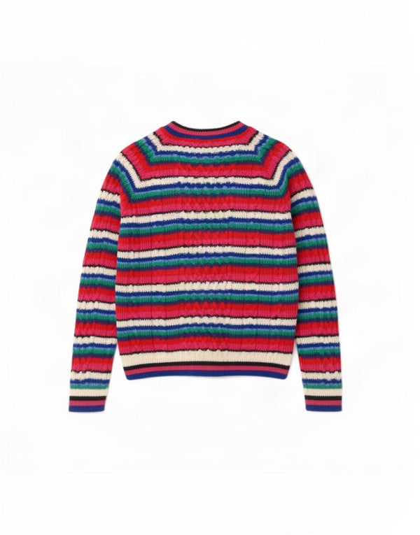 Damski sweter z dekoltem w łódkę Topshop UK 6 XS, wielokolorowe paski