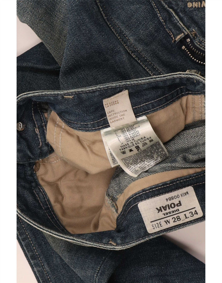 Diesel Męskie Poiak Distressed Slim Jeans W28 L34 Niebieskie bawełniane