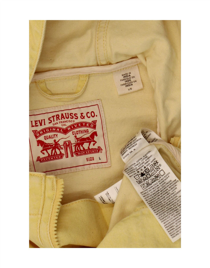 Męska kurtka dżinsowa z kapturem i kapturem Levi's UK 40, duża, żółta bawełna