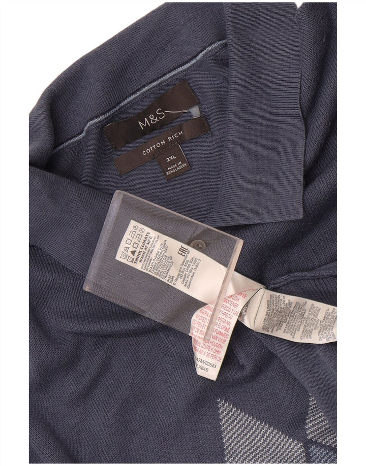Marks & Spencer Męski sweter polo 2XL Niebieski Argyle/Diament