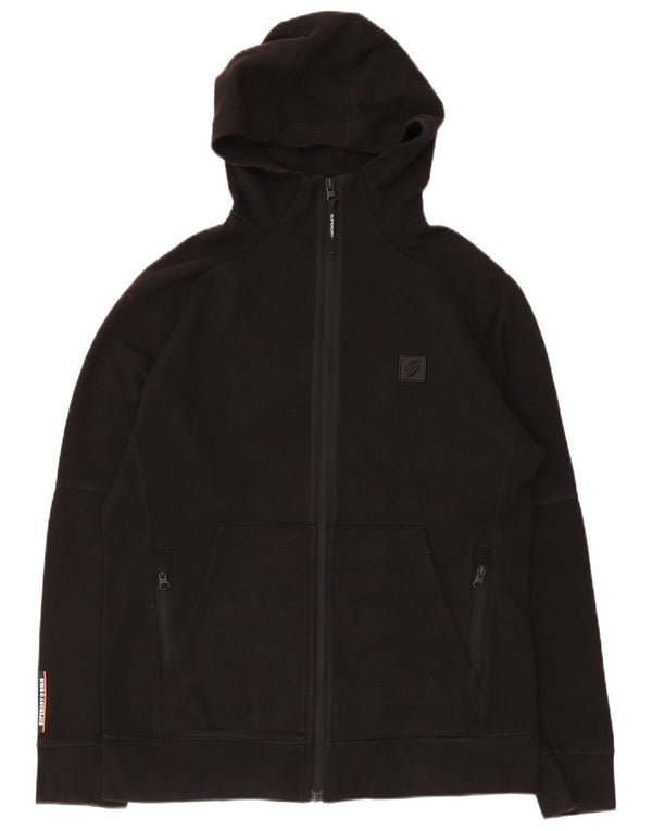 Męski sweter z kapturem i zamkiem błyskawicznym Superdry, mały, czarny, bawełniany