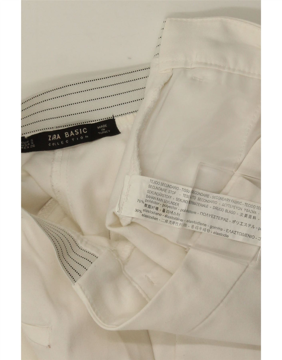Damskie spodnie typu slim chino ZARA, małe, W26 L28, biały poliester