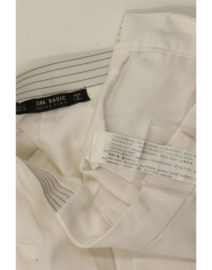 Damskie spodnie typu slim chino ZARA, małe, W26 L28, biały poliester