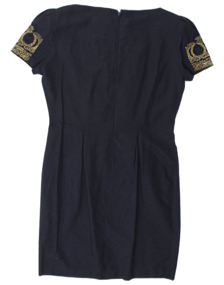 IMPERIALE DI MIMMINA Womens Sheath Dress IT 46 Large Navy Blue Silk